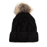 Hexagon Knit Pom Pom Hat