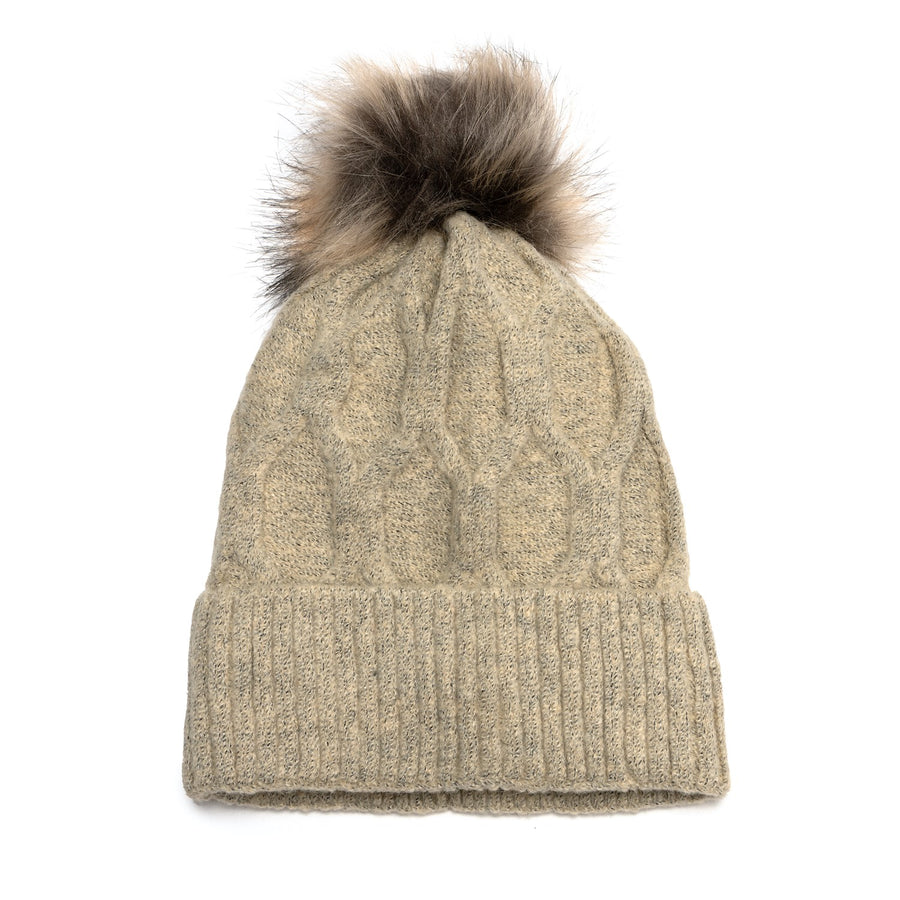 Hexagon Knit Pom Pom Hat