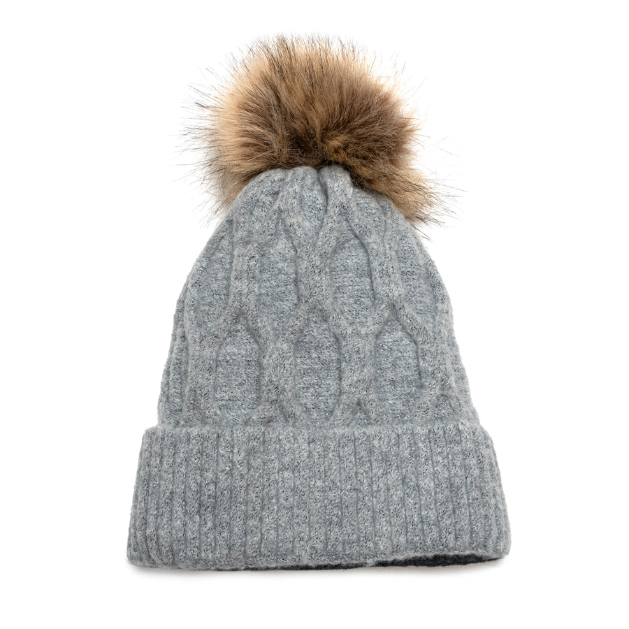 Hexagon Knit Pom Pom Hat