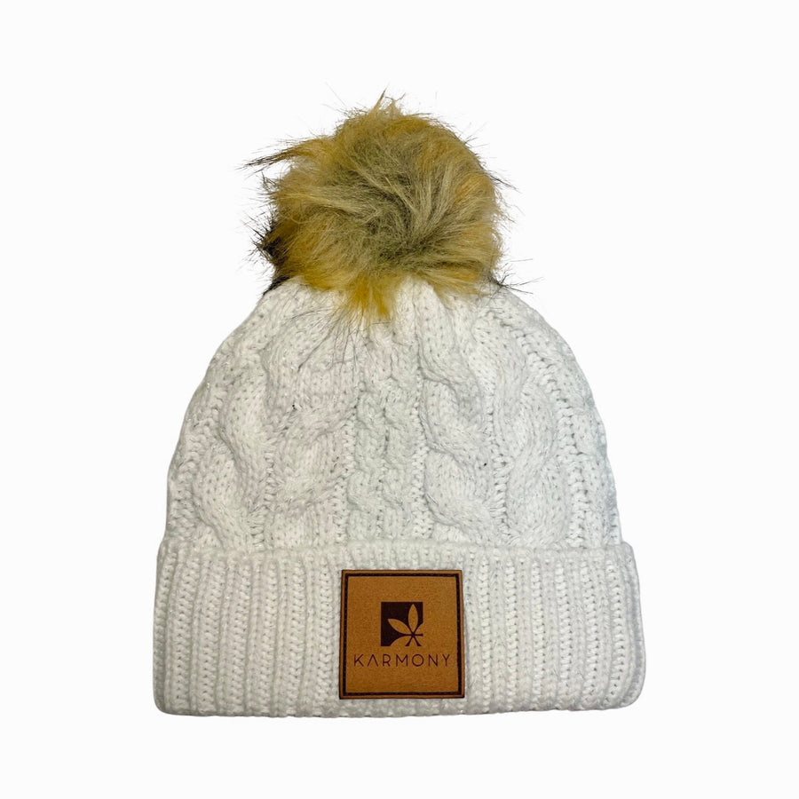 Cream frosted beanie.