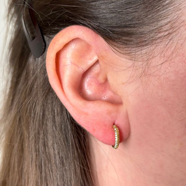Pave CZ Huggie Hoop Earring