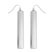 Silver vertical bar drop earrings.