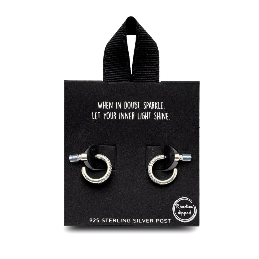 Pave CZ Huggie Hoop Earring