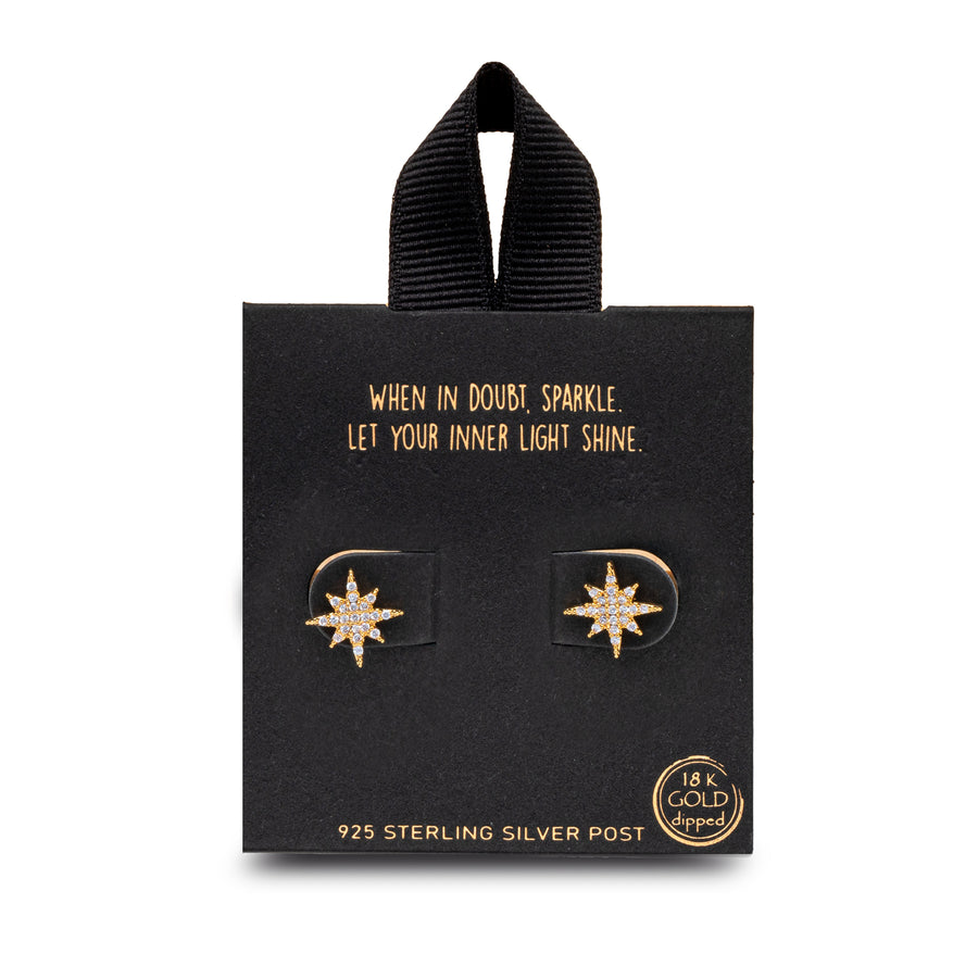Pave CZ North Star Post Earring