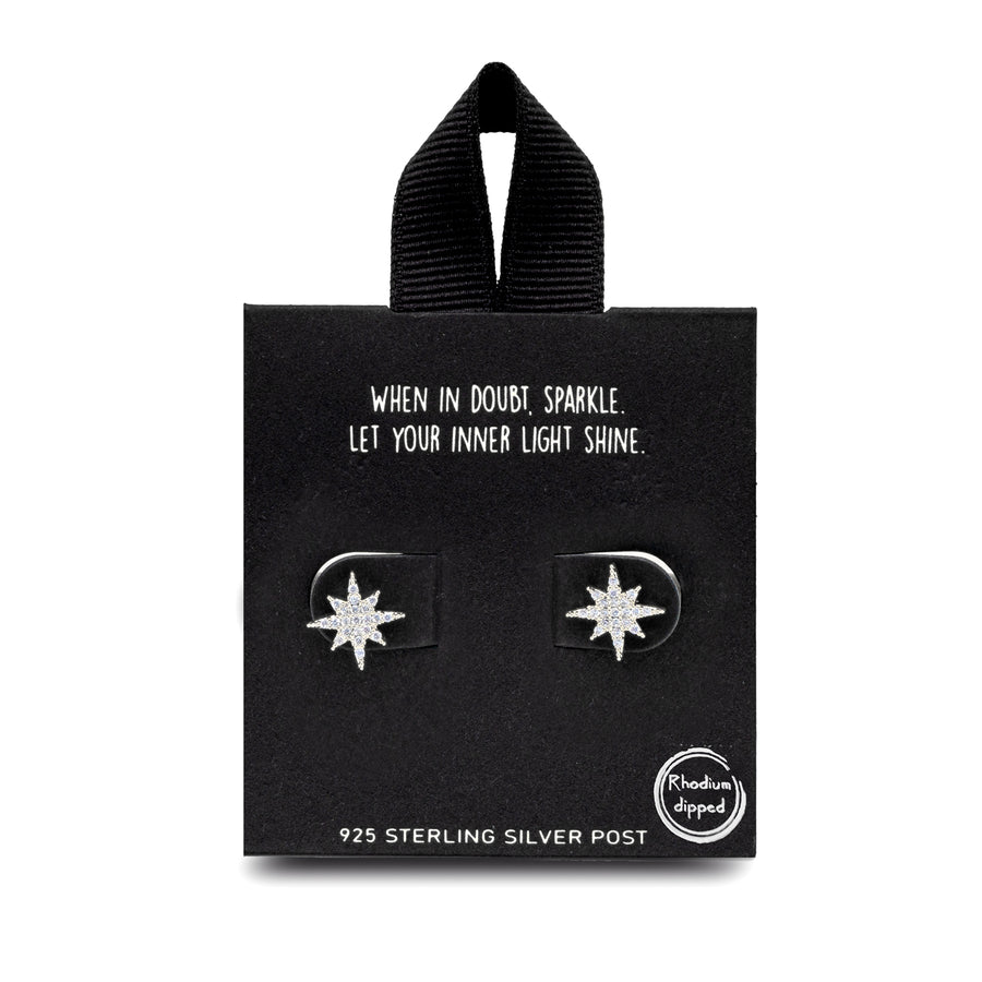 Pave CZ North Star Post Earring