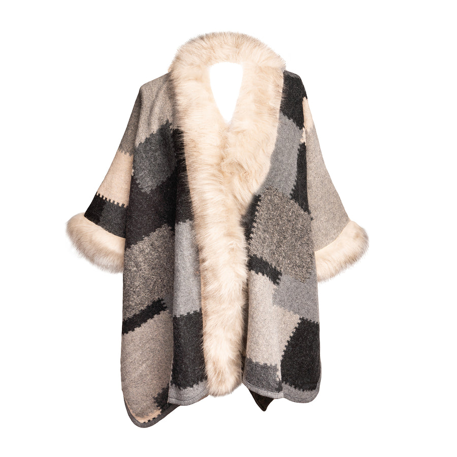 Natural Fur Trim Cape
