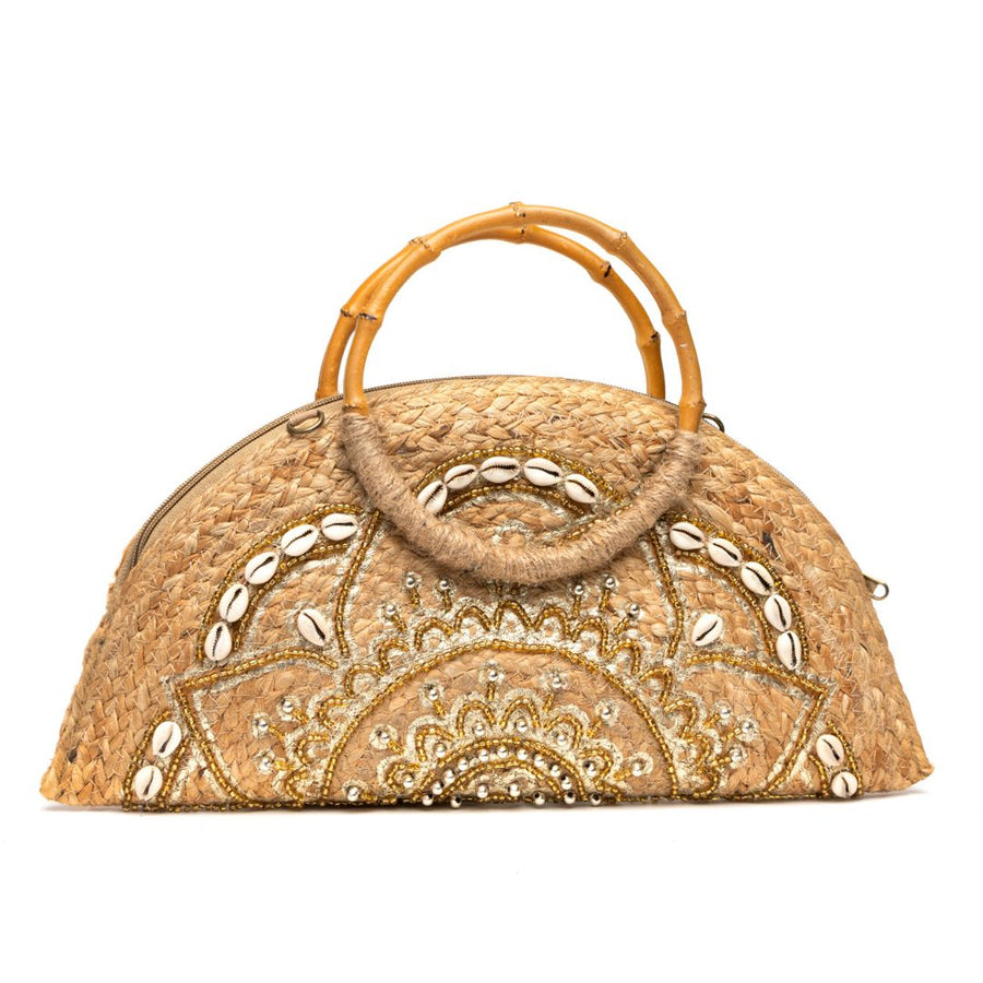 Natural Half Moon Crossbody Jute Bag