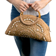 Natural Half Moon Crossbody Jute Bag