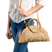 Natural Half Moon Crossbody Jute Bag