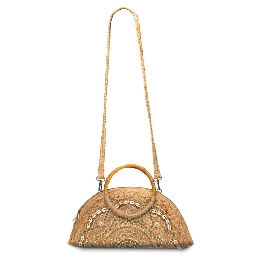 Natural Half Moon Crossbody Jute Bag