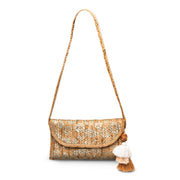 Natural Jute Printed Silver Clutch Bag