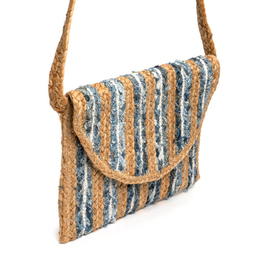 Banyu Denim Jute Clutch Handbag