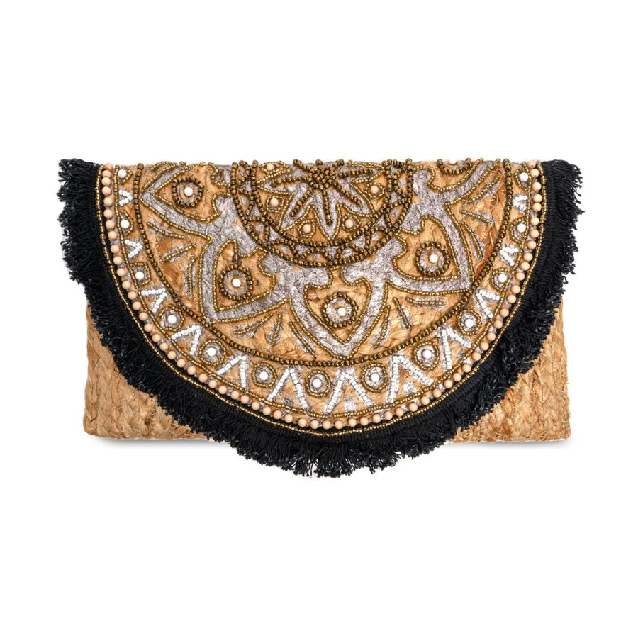 Kemala Black Fringe Clutch Bag