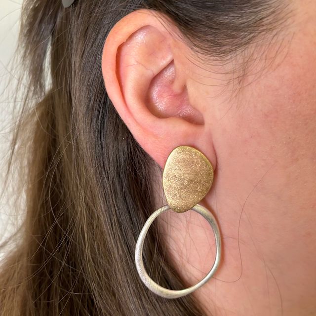Mixed Metal Hoop Earring
