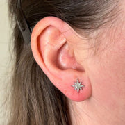 Pave CZ North Star Post Earring