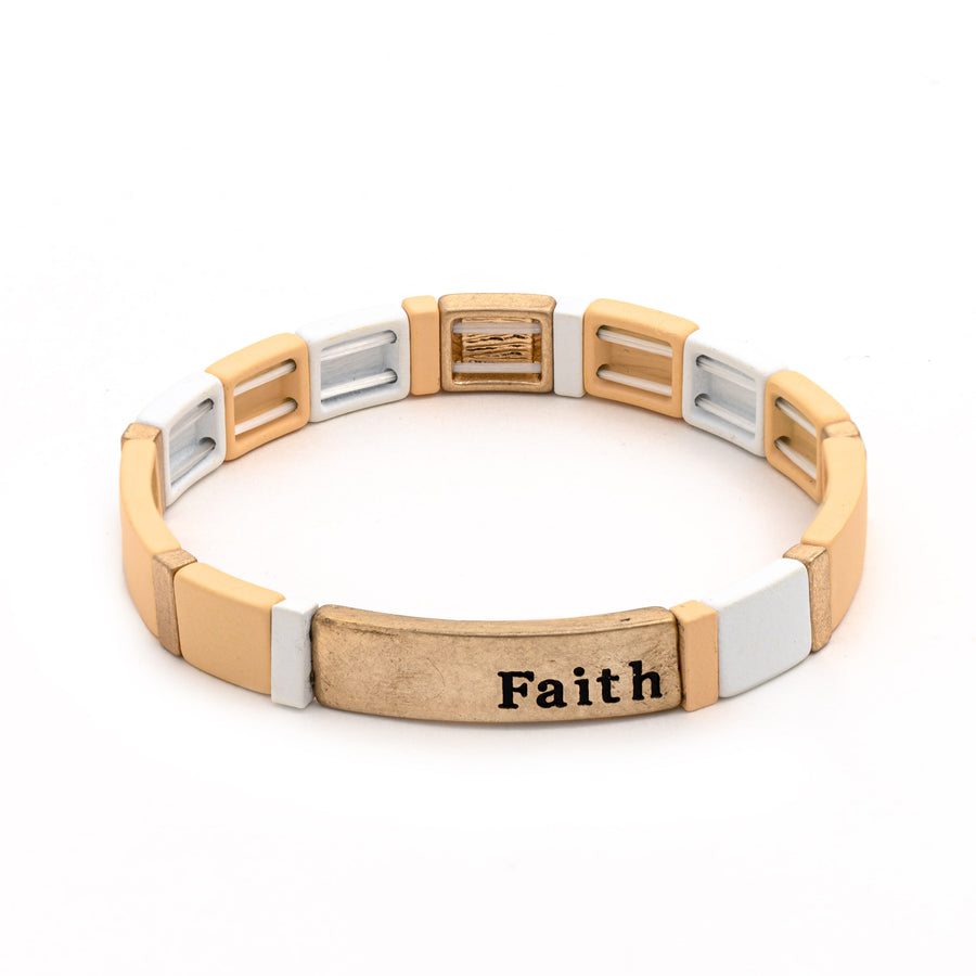 Faith Block Stretch Bracelet