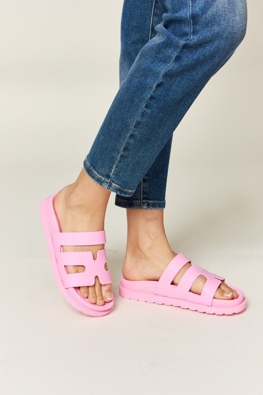 Cutout Open Toe Flat Sandals